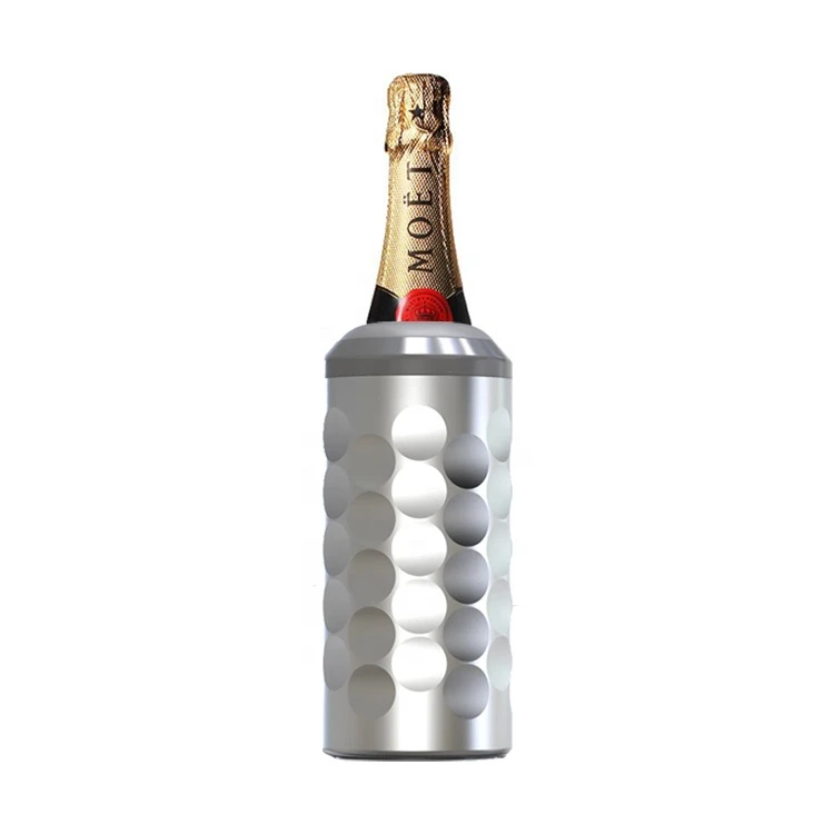 Reekoos Custom Portable No Ice Metal Champagne Wine Chiller Insulated Double Wall Stainless Steel Wine Bottle Cooler Bucket