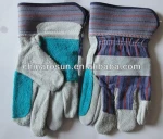 Reinforced palm cow split leather safety glove work glove