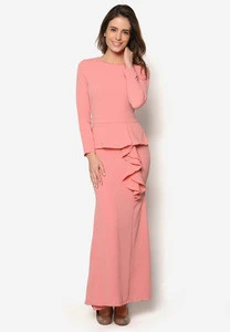 Relaxed Fit Ruffle Peplum Ladies Office Uniform Suits Design For Woman Formal Professional Career Dresses Long Sleeve Maxi Dress