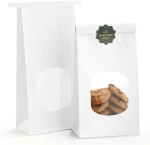Resealable white brown  kraft paper flat bottom coffee  cookies food packaging pouch