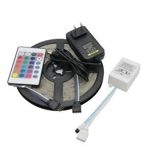 RGB LED Strip Light IP65 SMD3528 5M 300LEDs Flexible LED Ribbon LED Tape + IR Remote Controller 12V 2A Power Adapter