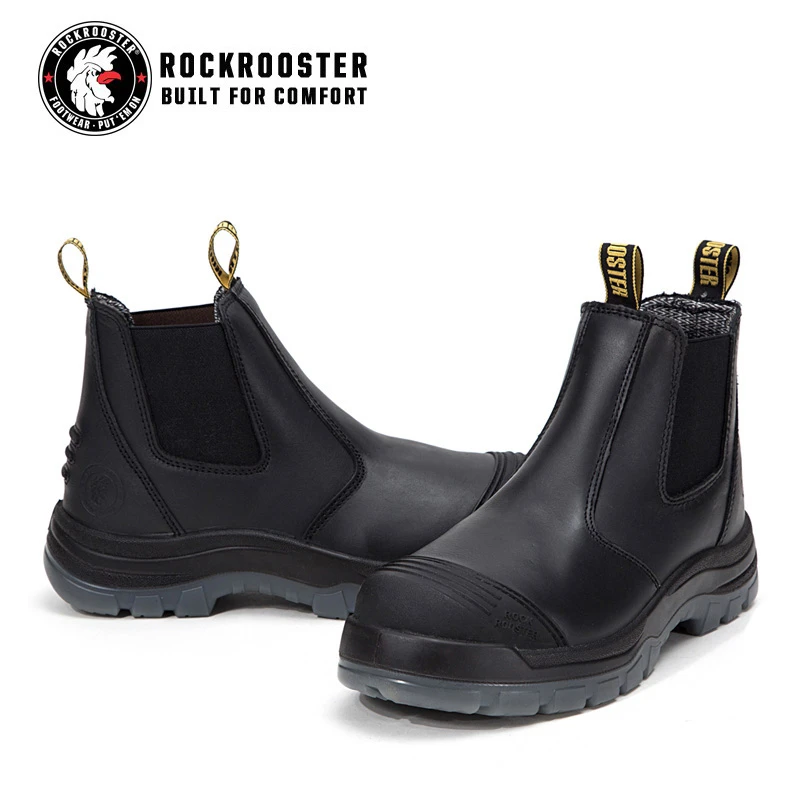 Rockrooster AK Series Mens Work Boots Ankle Height Elastic Sided Boots With Steel toecap