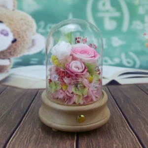 Romantic Music Box with Preserved Flowers for Holiday Present