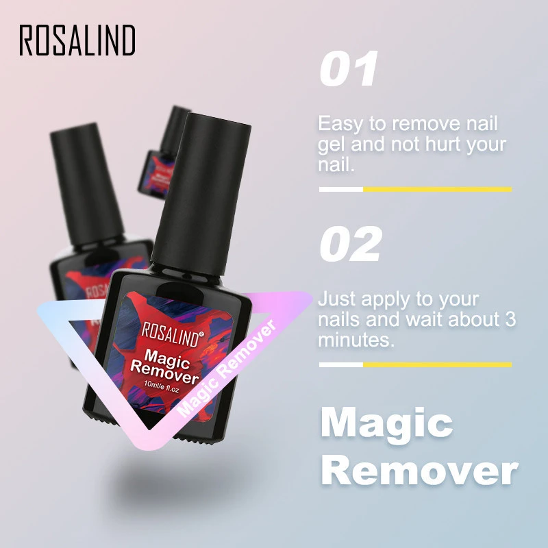 ROSALIND nail products oem custom logo 10ml uv/led lamp nail gel polish remover hot sale magic gel remover for wholesale