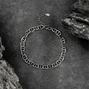 SayYes 925 Sterling Silver Jewelry Thai Silver Style Retro Anchor Chain Cuban Link Pig Nose Fashion Jewelry Bracelets Men Silver