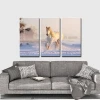 SEEGART 3 panels gift art running beautiful white horse animal painting canvas digital printed