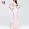 Self-cultivation Sexy Cut-out Sleeveless solid long lace lady evening dress