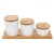Import Set of 3 White Ceramic Condiment Pots Spice Serving Jars Bamboo tray from China
