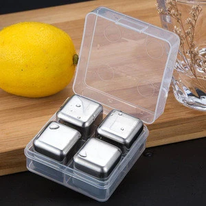 Set of 8 pcs Stainless Steel Wisky Chiller Stone Ice Cubes with Tong for Bar accessories