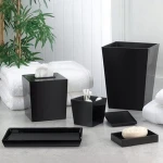 Shiny Black Rectangle Resin Bathroom Towel Amenity Shower Trays