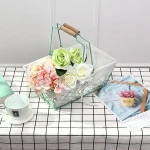 shopping basket Small Metal Wire Storage Organizer Tote Basket with Handle for Kitchen, Pantry, Gift Bathroom