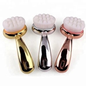 Silver Gold Color Electroplate Handle Clean Face  Brush Facial Wash Clean Beauty Brush Skin Care Cosmetic Brush