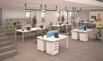Simple Single Workstation Computer Table Work Station Office Furniture Desk With Bookshelf