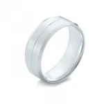 Simple Style Men Women Gold Plated Line Channel Pure Titanium Ring