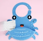 Soft material Pink Crab Waterproof Silicon Bandana Baby Drool Bibes