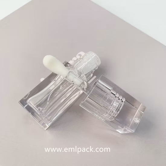 Import Emily LG4010 Custom 7ml Square Clear Lip Gloss Tubes Container Cosmetic Tubes Packaging for Lipstick Blush Lipgloss Tubes with Big Brush PETG Lipoil Container from China