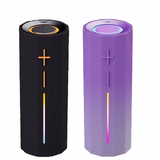Vibrant Portable Bluetooth Speaker with RGB Lights and Grip