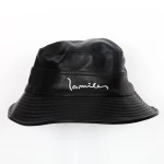 Special design custom leather bucket hat with embroidered logo