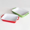 Square Shape Ceramic Baking Dish With Glass Lid,Stoneware Bakeware With Solid Color