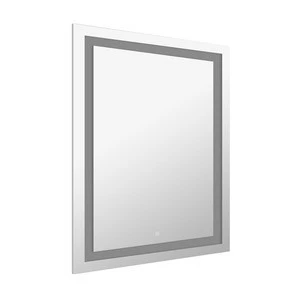 Square steel shell built in LED lighting bath mirror with touch controller switch