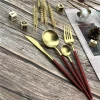 SS304 Luxury Stainless Steel Gold red Cutlery Set Flatware set Dinnerware Set