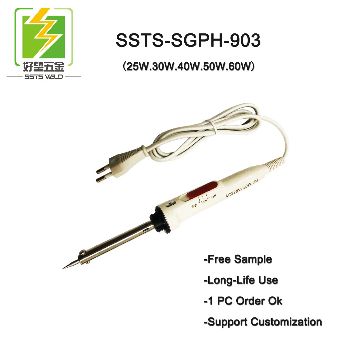 SSTS-SGPH-903 high quality china 25W 30W 40W 50W 60W plastic handle soldering irons