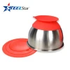 Stainless steel Mixing bowls set  with silicone bottom salad bowl, Suction cupsstrong adsorption and Multifunctional cover