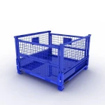 Steel Pallet Box Metal Mesh Container Lockable Storage Roll Wire Mesh Cage