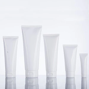 Stock Glossy White 3.3oz Hand Cream Cosmetic Packaging Tube with White Flip Top Cap