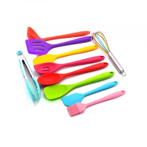 Stocked Silicone Cooking Utensils 10 Pieces Eco-friendly Silicone Kitchen Accessories Multicolour Utensils Set