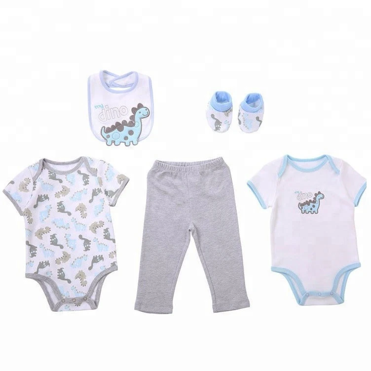 Summer Newborn Baby Gift 5pcs Set 100% Cotton Infant Baby Clothing sets