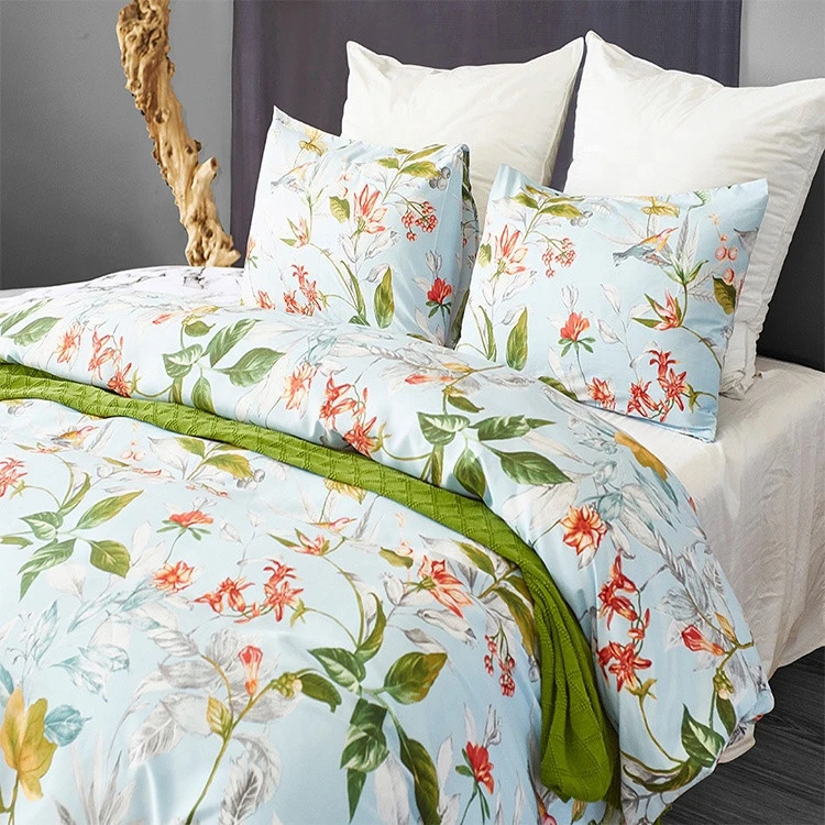 super soft felling bed sheet bedding duvet cover sets embroidery king size 100% silk bedding set full