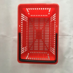 Supermarket and store red  shopping basket PP plastic material  with single hand lever