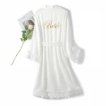 t-327 embroidery bride bathrobe dress  sleepwear for women wedding robes with lace