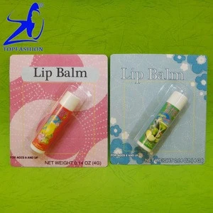 Taiwan Material Meet FDA & EEC Cosmetic Regulations Blister Card Packing Moisture Flavor Chapstick Lip Balm
