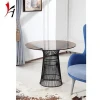 Tempered Glass Bar Table With Stainless Steel Wire Frame For Dining Room hotel restaurant
