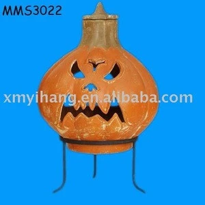 terracotta pumpkin angry face chimenea