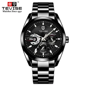 TEVISE 795-001 Mens Dress Watch Stainless Steel Automatic Mechanical 24 Hour Custom OEM Luxury Wrist Watches