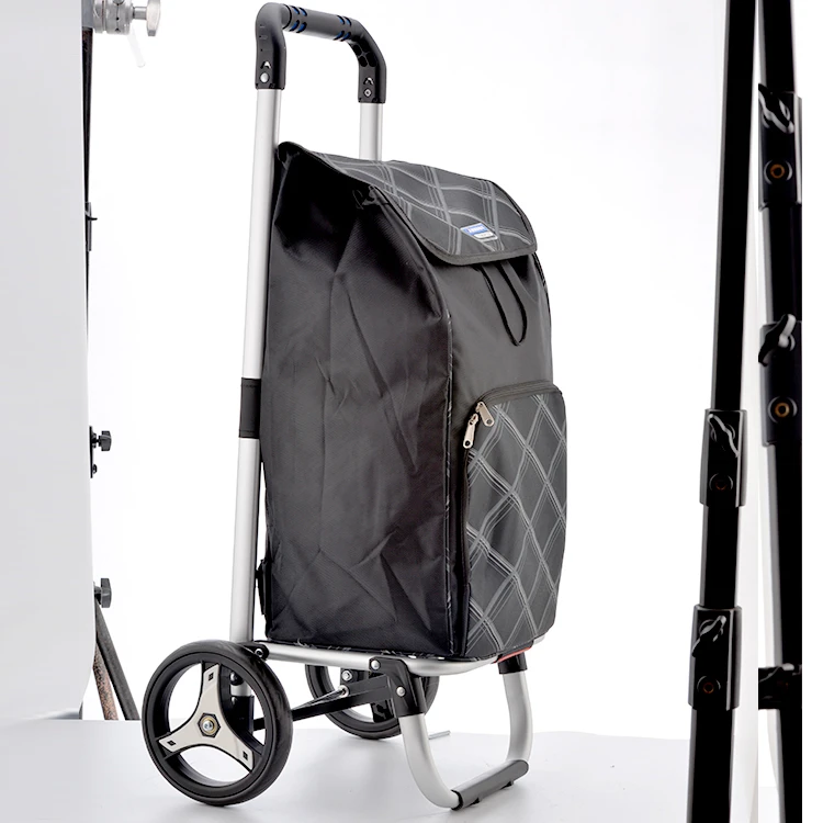 The best selling portable foldable shopping cart with 2 large PU wheels foldable shopping cart
