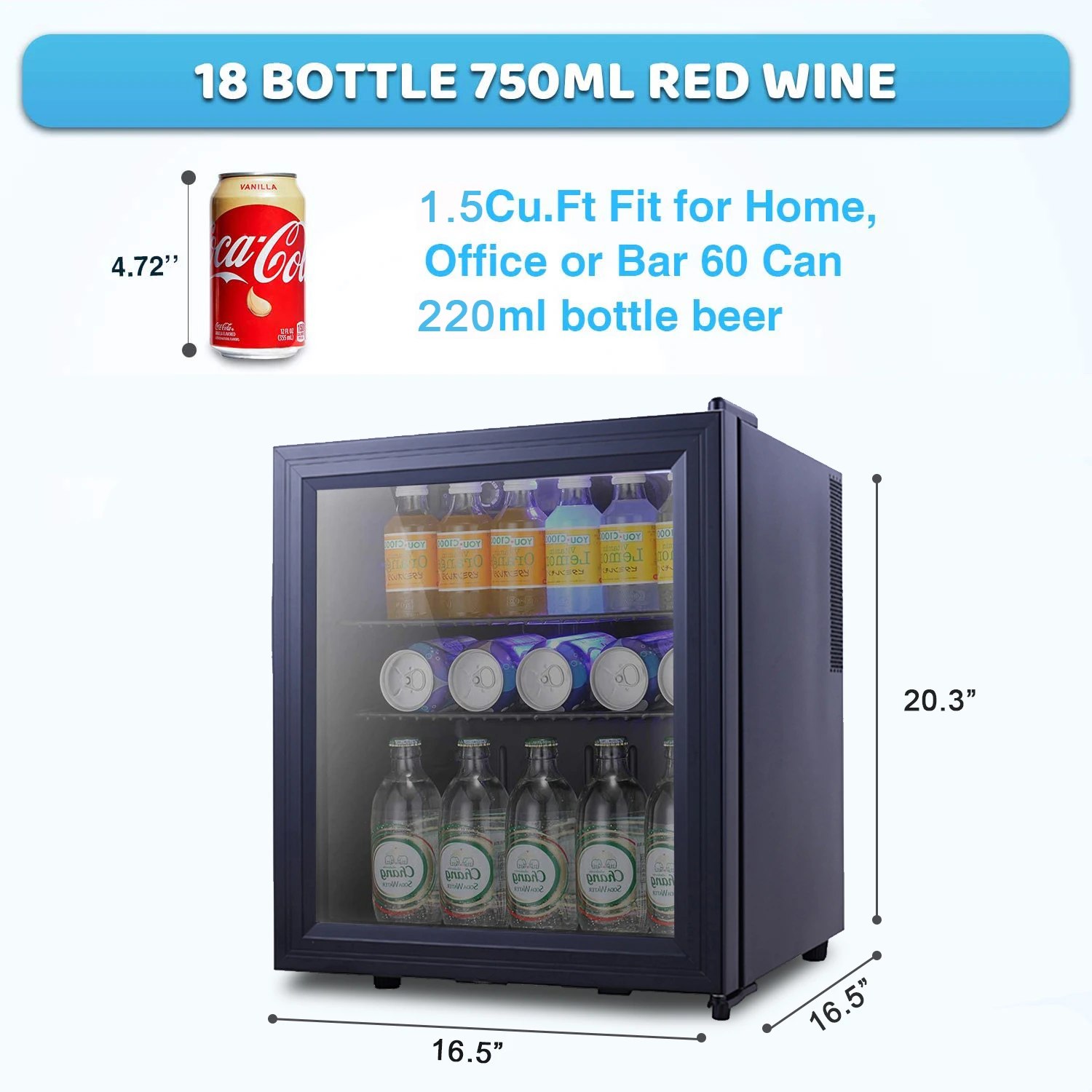 Thermoelectric 42L mini fridge 60 Can Low noise mini bar Glass Door mini Refrigerator