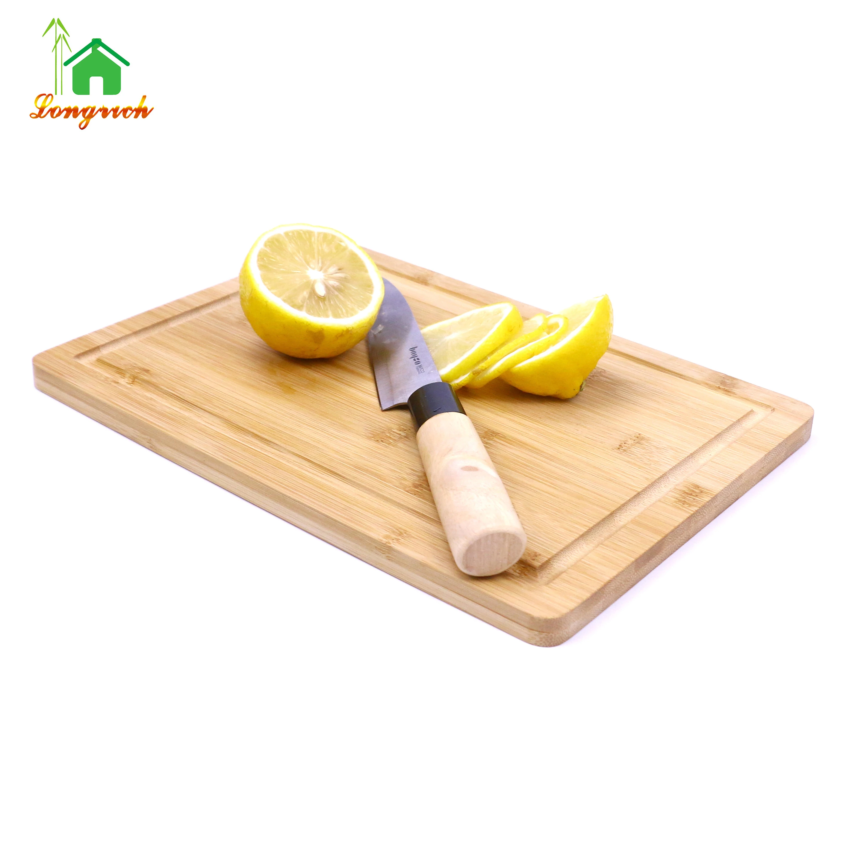 Thick Bamboo Wood Cutting Board Kitchen Butcher Block - Heavy Duty Chopping  With Juice Grooves and Handles for meat  fish