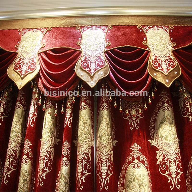 TOP ONE 2016 Polyester Luxury Embroidery Window Curtains/ Popular Elegant Beaded Curtains