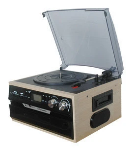 Top selling portable wooden multifunction turntable vinyl record cd player&turntable cd radio player with factory price