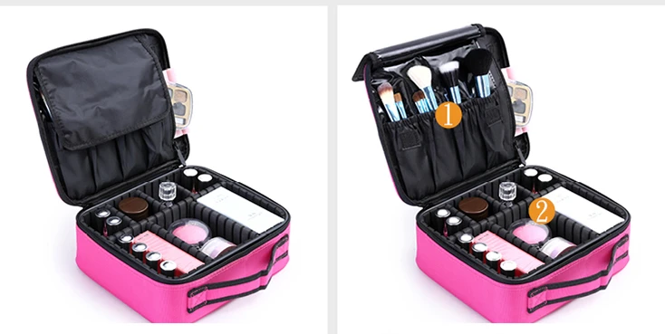 Travel Pink Makeup Bag Canvas Purple Cosmetic Case Bag