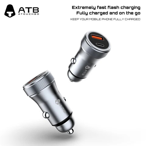 Universal Car Chargers 30W PD+QC Dual USB Fast Charging Car Charger Compatible With Protocols Fast Car Chargers