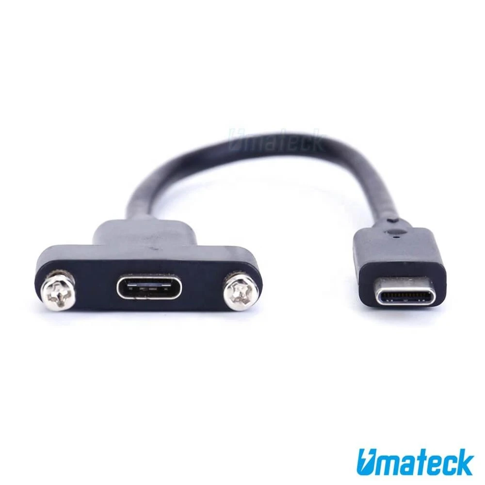 USB 3.1 Type C USB-C Male to Female Panel Mount Extension Cable with Screws