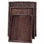 Vintage handmade nesting storage serving coffee table decor hot selling vintage ottoman wooden tray set of 3