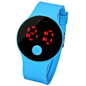 Water Resist Red LED Watch with Number Indicate Round Dial Silicon Digital Watch Band