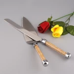 Wedding Cake Cutlery Set Luxury Yellow Crystal Decorated Handle  cake knife and server set  Gift-Box Packing