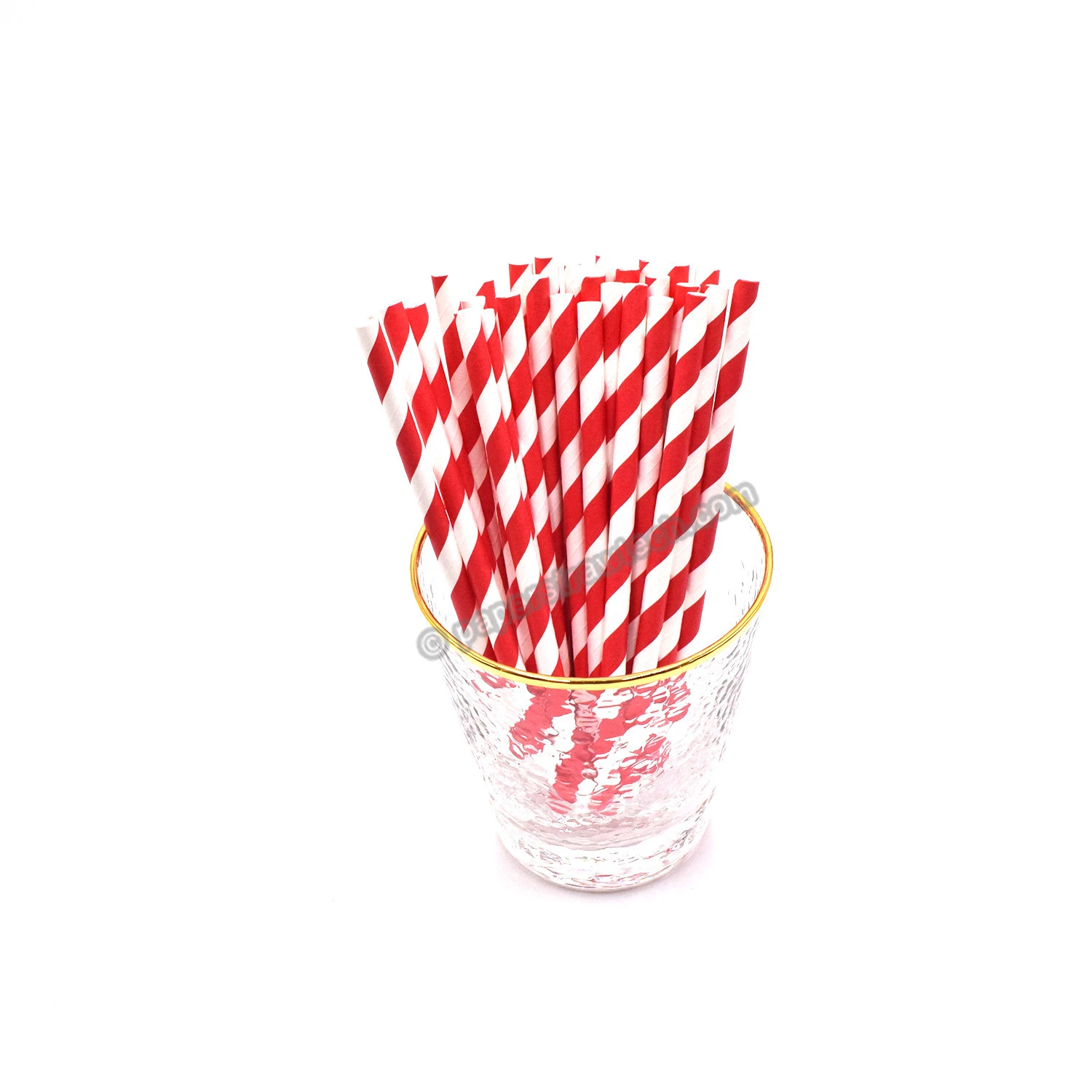 Wedding Decoration Party Supplies 6x170mm Red Stripes Paper Straws